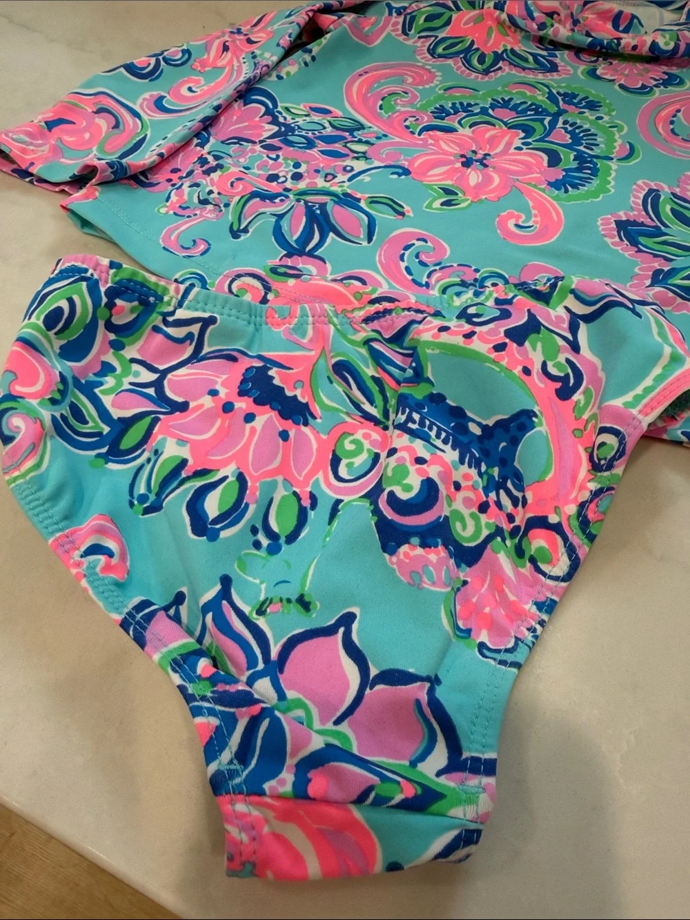 Girls' Lilly Pulitzer Long-Sleeve Rash Guard Swim Set sz 5 EXCELLENT condition